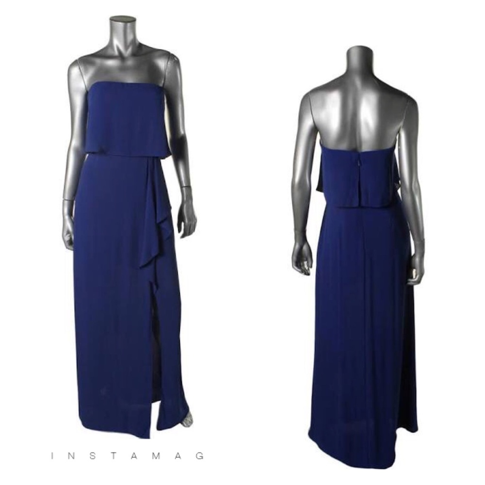 Bcbgmaxazria Captivating Blue Strapless Gown - image 4